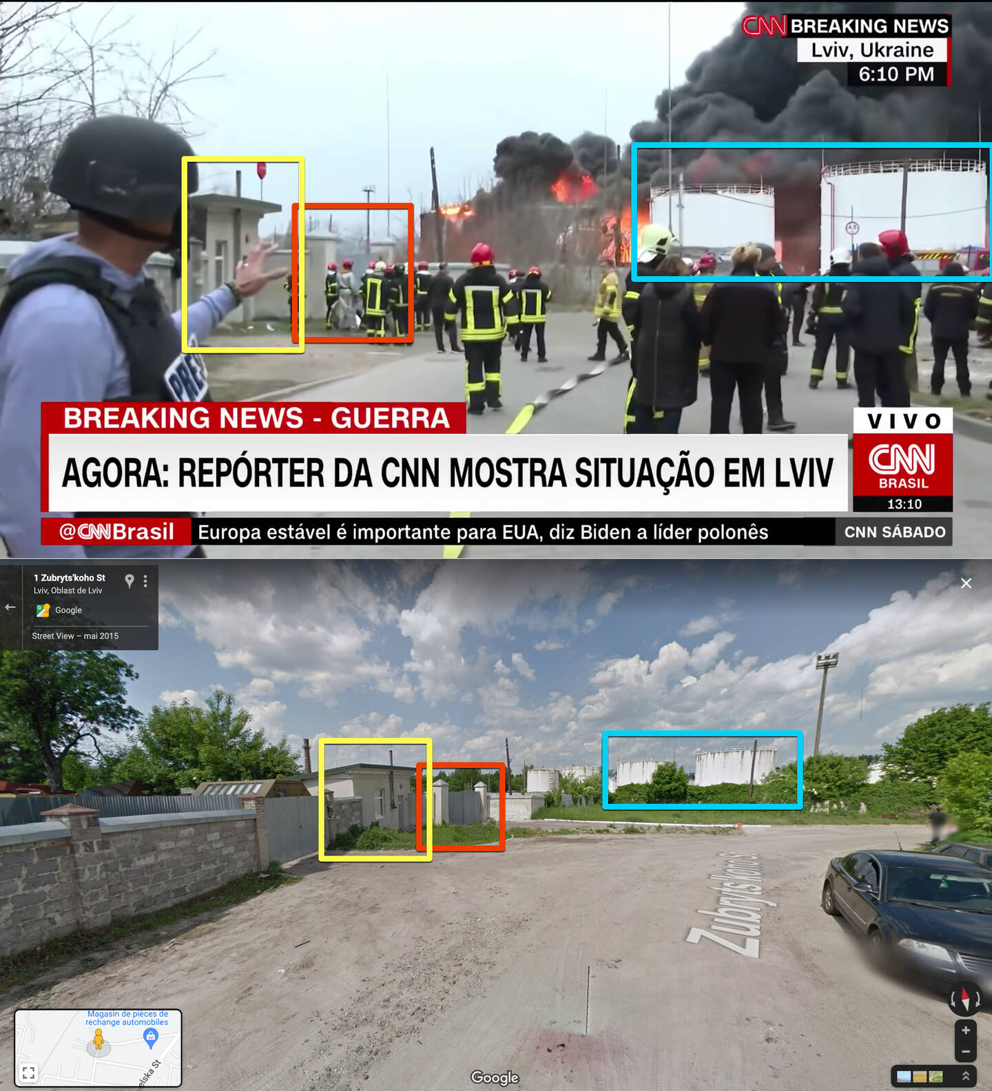 Identification du lieu du reportage de CNN, en Ukraine, le 26 mars 2022.
